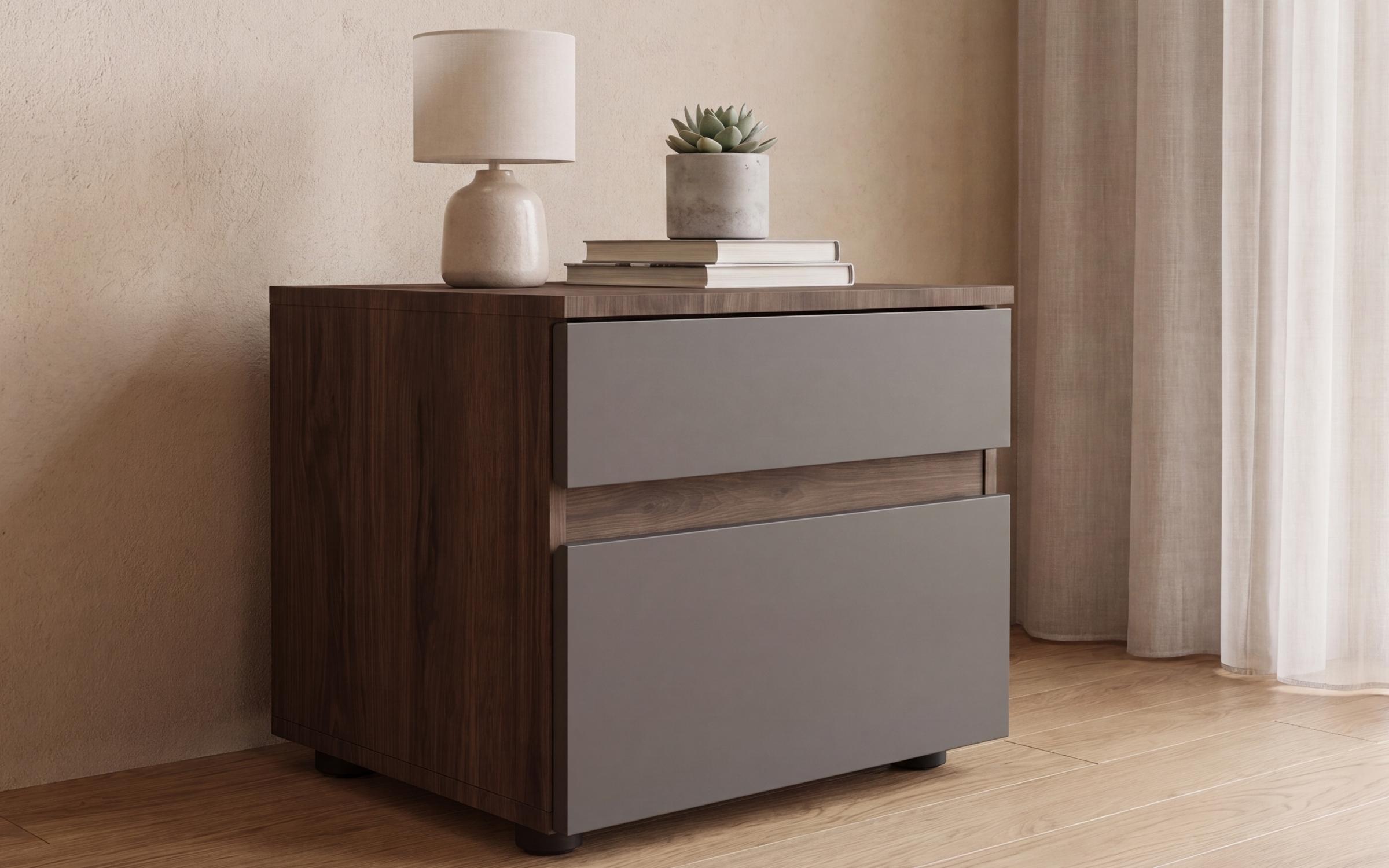 Bedroom furniture set for mattress 160/200 + LED Elira, dark Scandinavian oak + anthracite matt  6
